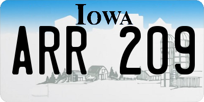 IA license plate ARR209