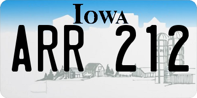 IA license plate ARR212