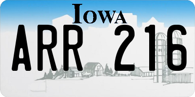 IA license plate ARR216