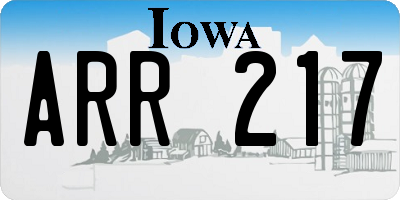 IA license plate ARR217
