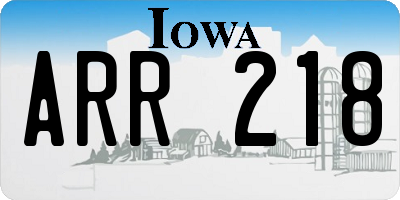 IA license plate ARR218