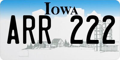 IA license plate ARR222
