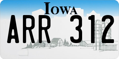 IA license plate ARR312