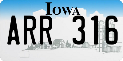 IA license plate ARR316