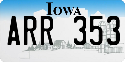 IA license plate ARR353