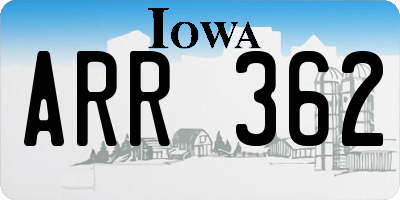 IA license plate ARR362