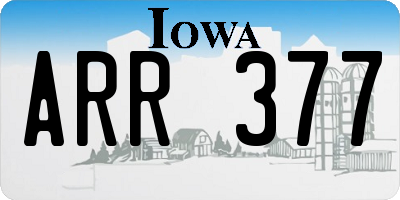 IA license plate ARR377