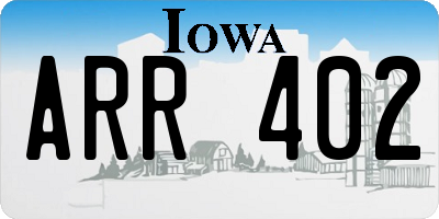 IA license plate ARR402