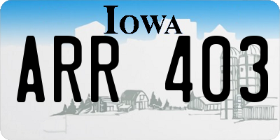 IA license plate ARR403