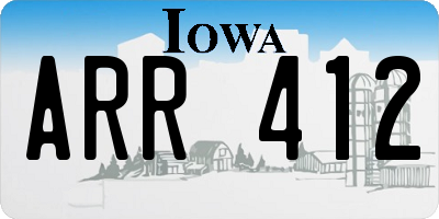 IA license plate ARR412