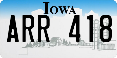 IA license plate ARR418