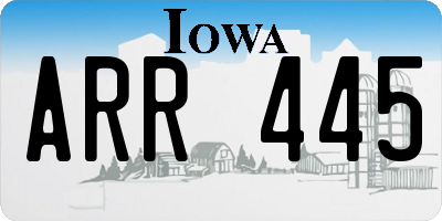 IA license plate ARR445