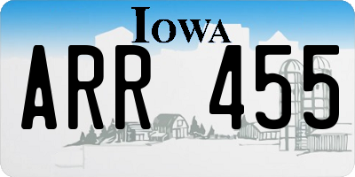 IA license plate ARR455