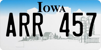 IA license plate ARR457