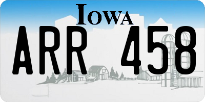 IA license plate ARR458