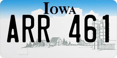 IA license plate ARR461