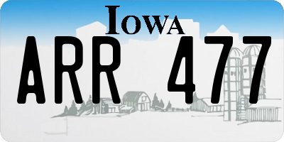 IA license plate ARR477