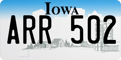 IA license plate ARR502