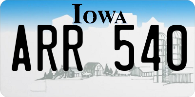 IA license plate ARR540