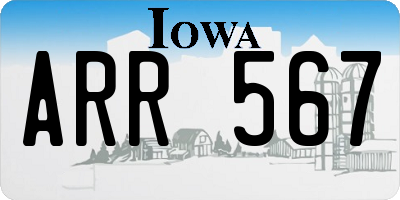 IA license plate ARR567