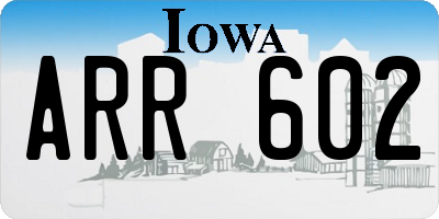 IA license plate ARR602