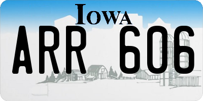 IA license plate ARR606