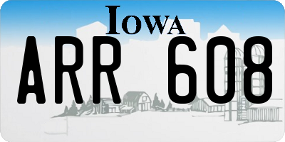 IA license plate ARR608