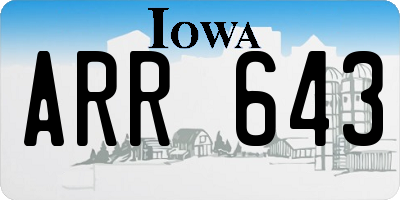 IA license plate ARR643
