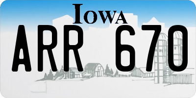 IA license plate ARR670