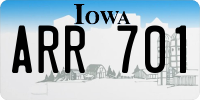 IA license plate ARR701