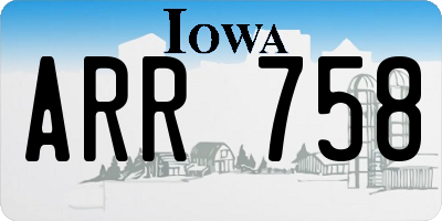 IA license plate ARR758