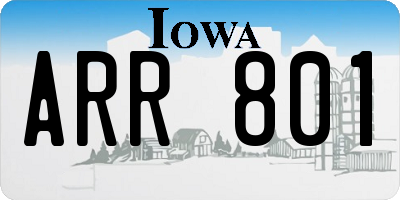 IA license plate ARR801