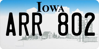 IA license plate ARR802