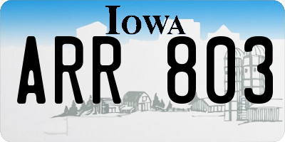 IA license plate ARR803