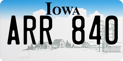IA license plate ARR840