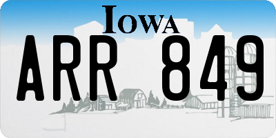IA license plate ARR849