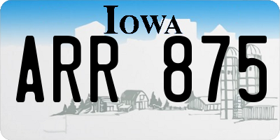 IA license plate ARR875