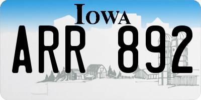 IA license plate ARR892