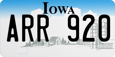 IA license plate ARR920