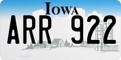 IA license plate ARR922
