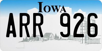 IA license plate ARR926