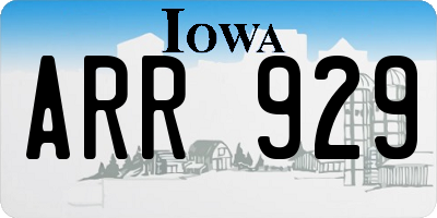 IA license plate ARR929