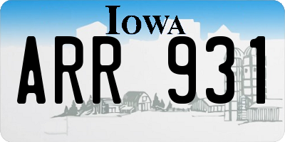 IA license plate ARR931
