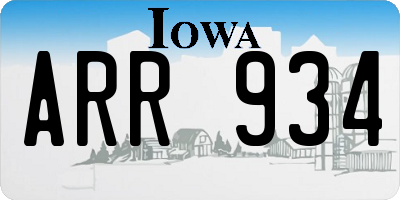 IA license plate ARR934