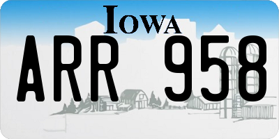 IA license plate ARR958