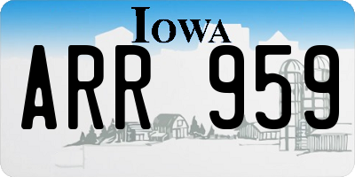 IA license plate ARR959