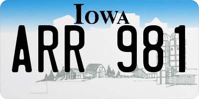 IA license plate ARR981