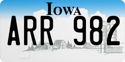 IA license plate ARR982