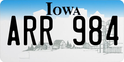 IA license plate ARR984