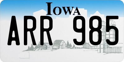 IA license plate ARR985